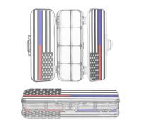 voucong Usa Flag American Honoring Firefighter Clear Plastic Pencil Box Double Deck Transparent Pens Cases For Kids With Snap Lid