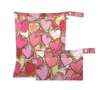 voucong Valentines Cartoon Golden Pink Love Waterproof Bag for Diaper 2 Pack Travel Essentials for Babies with Handles for Gym