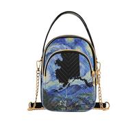 voucong Van Gogh's Starry Night Alaska Map trendy crossbody fanny packs for women with multi pockets womens handbags for traveling