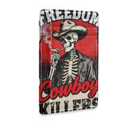 voucong Western Cowboy Skull Leather Men's Wallet Slim with ID Window RFID Blocking Money Clip with Card Holder for Men&Women