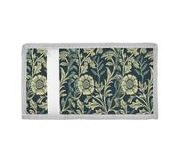 voucong William Morris Dog Teal Trifold Slim Wallet for Men for Girl Nylon Sturdy Slim Wallet Men with Lanyard