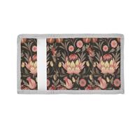 voucong William Morris Floral Peach Brown Trifold Wallet Card Holder for Birthday Gift Simple Colorful Wallet Card Holder with Lanyard