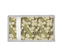 voucong William Morris Retro Raspberry Grass Green Trifold Slim Wallets for Girl Unique Sturdy Slim Wallets with Lanyard