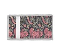 voucong William Morris Style Bear Peach Dark Blue Trifold Trifold Wallets for Male Minimalistic Lighweight Wallets with Lanyard