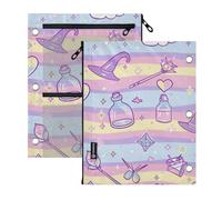 voucong Witch Potion Cartoon Clear Window 3 Hole Pencil pouching Large Pencil case Large and Sturdy for Classroom School Office Supplies Multicolored 2 PCS