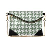 voucong Women PU Wristlet Purses Clutch Minimalist Style Evening Clutch Bag for Wedding Classical Green White Houndstooth
