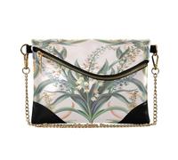 voucong Women's PU Leather Handbag Clutch Trendy Envelope Clutch Bag for Wedding Lily Of Valley Boho