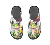 voucong Womens' Slippers Slippers For Womens Sleepers Womens House Woman'S Cozy Women'S kawaii-style Frog Mushroom Art Painting, Kawaii-style Frog Mushroom Art Painting, 4-5
