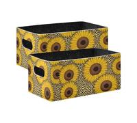 voucong Yellow Flower Daisy Storage Cubes 2 Pack Cube Organizer for Clothing, Jeans, Books