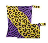 voucong Yellow-Purple Leopard Print Waterproof Bags for Swimsuits 2 Pack Travel Essentials for Babies with Handles for Travel