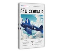 Vought F4U Corsair WWII Aircraft Canvas Poster Wall Art Decor Print Picture Paintings for Living Room Bedroom Decoration 20x30inch(50x75cm)