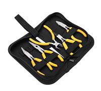 VOUIU 5Pcs Jewelry Pliers Set for Making, Repair, Beading and Wire Wrapping - Includes Needle Nose, Round Nose, Flat Nose, Bent Nose, Diagonal Side Cutter Pliers with Tweezers and Storage Bag