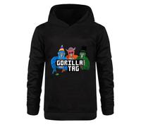 Voulkco Boys Hoodie Gorilla Tag Printed Pullover Baby Girls Sweatshirt Funny Cartoon Hooded Sweatshirt Long Sleeve Kids Hoodie-Black||13-14Y