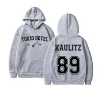 Voulkco Hoodie Rock Tokyo -Band Hotel Kaulitz 89 Printed Hoodie Loose Fashion Pullover Men's & Women's Hooded Sweatshirts Casual Long Sleeve Clothing-Grey||S