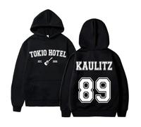 Voulkco Hoodie Rock Tokyo -Band Hotel Kaulitz 89 Printed Hoodie Loose Fashion Pullover Men's & Women's Hooded Sweatshirts Casual Long Sleeve Clothing-Black||XL