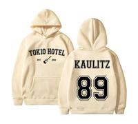 Voulkco Hoodie Rock Tokyo -Band Hotel Kaulitz 89 Printed Hoodie Loose Fashion Pullover Men's & Women's Hooded Sweatshirts Casual Long Sleeve Clothing-Khaki||XS