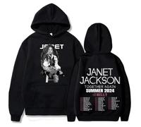 Voulkco Janet Jackson Vintage Together Again Summer 2024 Hoodies Unisex Harajuku Long Sleeve Sweatshirts Fashion Casual Pullover Sweatshirt for Fans-Black||M