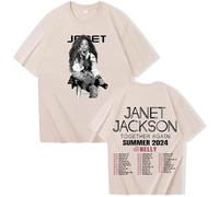 Voulkco Janet Jackson Vintage Together Again Summer 2024 Merch T-Shirts Unisex Harajuku O-Neck Short Sleeve Shirts Fans Gift-Khaki||3XL