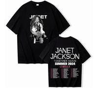 Voulkco Janet Jackson Vintage Together Again Summer 2024 Merch T-Shirts Unisex Harajuku O-Neck Short Sleeve Shirts Fans Gift-Black||M