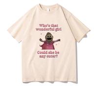 Voulkco Nanalan Who's That Wonderful Girl Tshirts Cartoon Kawaii Graphic Printing Tee-shirt Cotton Short Sleeve O-neck T-shirt Clothing-Khaki||XXL