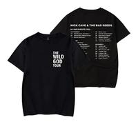 Voulkco Nick Cave T-Shirts The Bad Seeds Printed cotton T-shirt Men's Women's Summer Short Sleeve Loose unisex Tee-Black||3XL