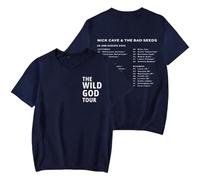 Voulkco Nick Cave T-Shirts The Bad Seeds Printed cotton T-shirt Men's Women's Summer Short Sleeve Loose unisex Tee-Navy||XXL