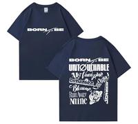 Voulkco Printed T-shirt Kpop ITZY Born To Be 2nd World Tour T-shirts Loose vintage Tops Men's Women's Short Sleeve Hip-Hop Unisex Streetwear-Blue||L