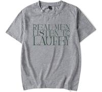 Voulkco Real Men Listen To Laufey T Shirts Female Male Oversized Clothes Fashion Woman Cotton Tees Tops Short Sleeve-Grey||XL