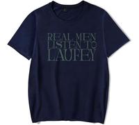 Voulkco Real Men Listen To Laufey T Shirts Female Male Oversized Clothes Fashion Woman Cotton Tees Tops Short Sleeve-Navy||3XL