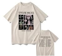 Voulkco Stevie Rock Nicks Live Tour T-Shirt Vintage Mens Clothing Harajuku Summer Tops Unisex Cotton Graphic T-Shirt gifts for men and women-Khaki||L