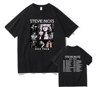 Voulkco Stevie Rock Nicks Live Tour T-Shirt Vintage Mens Clothing Harajuku Summer Tops Unisex Cotton Graphic T-Shirt gifts for men and women-Black||L