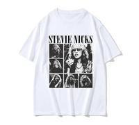 Voulkco Stevie Singer Nicks Vintage Graphic T Shirt Men Women Hip Hop Harajuku Fashion T-shirts Cotton Oversized short sleeves Streetwear-White||S