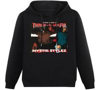 Voulkco Three 6 Mafia Rapper Hoodie Loose Sweatshirt Retro Hip Hop Oversized Long Sleeve Apparel Unisex Pullover-M