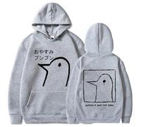 Voulkco Women Hoodie Goodnight Punpun Harajuku Graphic Kawaii Hoodies Unisex Anime Manga Cartoon Oyasumi Punpun Pullover Sweatshirts-Grey||M