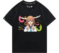 Voulkco Women's T-shirts Anime My Deer Friend Shikanoko T Shirt Funny printed short sleeves Unisex Casual Cotton TShirts-Black5||M