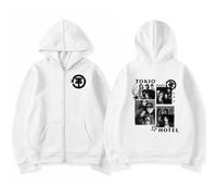 Voulkco Zipper Hoodie Rock Tokyo Band Hotel Printed Hoodie Casual Hooded Sweatshirt Men Women Jacket Fashion Harajuku Unisex Long Sleeve Clothing Hip Hop Streetwear-White||m