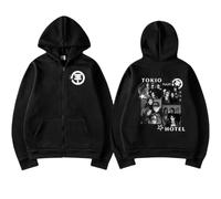 Voulkco Zipper Hoodie Rock Tokyo Band Hotel Printed Hoodie Casual Hooded Sweatshirt Men Women Jacket Fashion Harajuku Unisex Long Sleeve Clothing Hip Hop Streetwear-Black||s