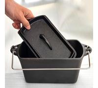 Voulosimi Cast Iron Loaf Oven Pan - 4.33"x4.92"x8.66" Durable Loaf Pans Rectangular Baking Pan for home baking (Bread Pan, 2 QT)