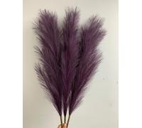 VOULUX Extra Large Tall Dark Purple Fake Faux Artificial Pampas Grass Large Fluffy x3 115cm Stems x18 Decorative Artificial Flora Feathers For Floor Vases Tall Plant Flowers Long Pampas Grass