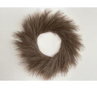 VOULUX Fluffy Artificial Large Faux Pampas Grass Boho Wreath - 27" Dark Brown Modern Feather Indoor Wall Decor