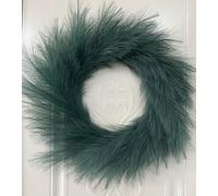 VOULUX Fluffy Artificial Large Faux Pampas Grass Wreath 27" Lake Green Modern Feather Boho Wreath Indoor Wreaths Farmhouse Wreath Wall Decor Baby Sea Grass Spring Wheat Wreath Green Wreaths Front Door