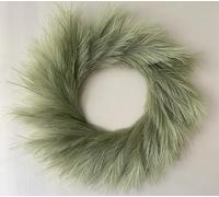 VOULUX Fluffy Artificial Large Faux Pampas Grass Wreath 27" Sage Green Modern Feather Boho Wreath Indoor Wreaths Farmhouse Wreath Wall Decor Baby Sea Grass Spring Wheat Wreath Green Wreaths Front Door