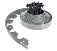 VOUNOT 10m Flexible Plastic Garden Edging Grey with 30 Anchors Easy Install No-Dig Lawn Border Durable PE