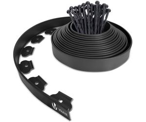 VOUNOT 10m Flexible Plastic Garden Edging with 30 Pegs Black Lawn Border - Easy Install and Durable