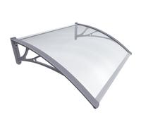 VOUNOT 120x80cm Front Door Canopy - Rust-Free Aluminum, 6mm Polycarbonate, Weatherproof Rain Shelter Porch Awning, Grey