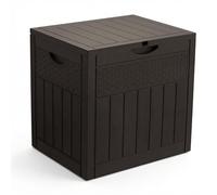 VOUNOT® 126L Outdoor Storage Box with Lid, Lockable Garden Storage Chest, Waterproof Plastic Deck Box for Cushions, Tools & Parcel Delivery, Rattan Effect, Brown