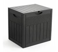 VOUNOT 126L Rattan Effect Outdoor Storage Box with Lid, Lockable, Black