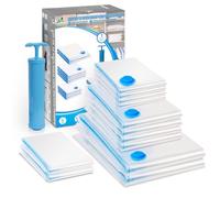 VOUNOT® 12pcs Vacuum Storage Bags for Clothes, Duvets, Pillows, Blankets, Reusable Space Saver Bags with Pump, 2 Jumbo 4 Medium 4 Small 2 Roll Up, Multi-coloured