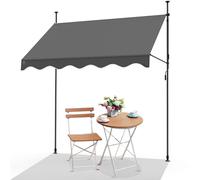 VOUNOT 2.5 x 1.2m Patio Telescopic Awning, Retractable Manual Awning, Adjustable Waterproof Canopy with Hand Crank, Balcony Sun Shade Shelter - Grey