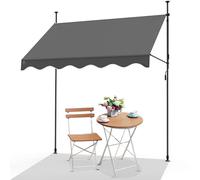 VOUNOT 2.5x1.2m Patio Telescopic Awning with Hand Crank, Sun Shade Shelter Grey